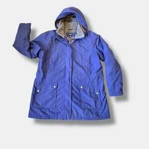 Lands End Women's XL 16-18 Squall Waterproof Insulated Winter Parka Blue Hood